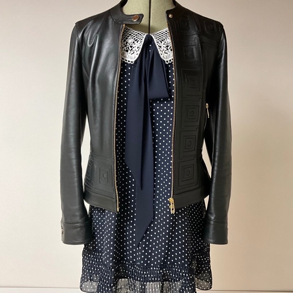 Chiffon polka dot dress with Peter Pan collar long sleeve size, size xs/s - Picture 5 of 8